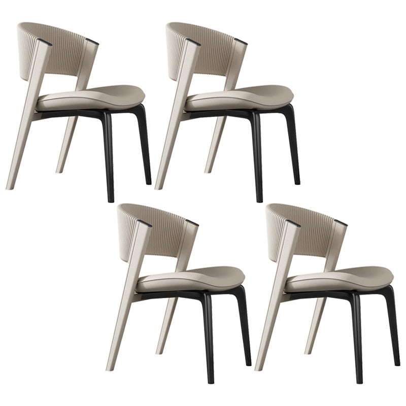 Modern Faux Leather Dining Chair Open Back Dining Side Furniture in Matte Finish