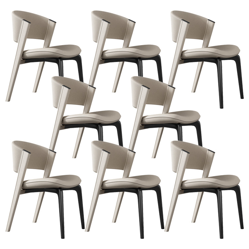 Modern Faux Leather Dining Chair Open Back Dining Side Furniture in Matte Finish
