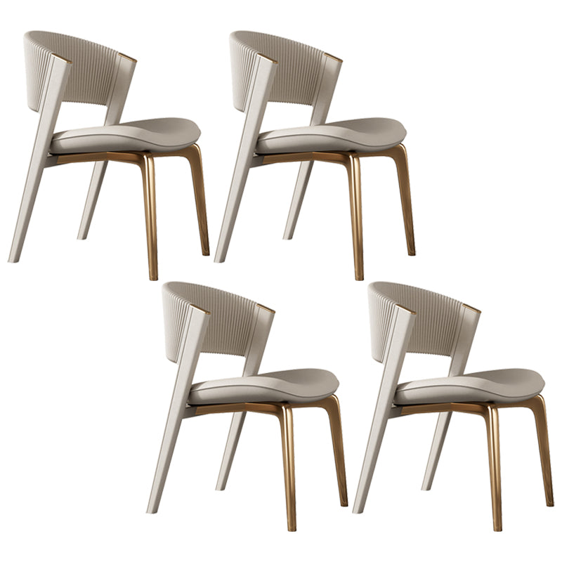 Modern Faux Leather Dining Chair Open Back Dining Side Furniture in Matte Finish