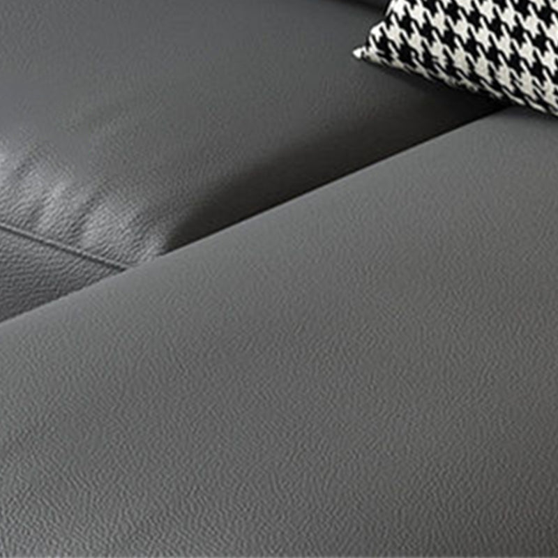 Stain Resistant Faux Leather Round Arm Sofa Standard Sofa with Sewn Pillow Back