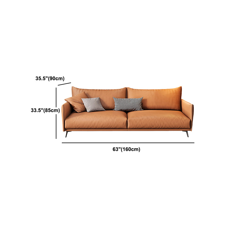 Contemporary Tuxedo Arm Sofa Standard Sofa with 2 Pillows for Living Room