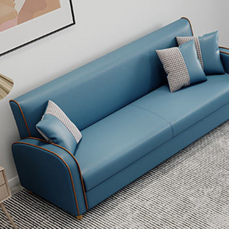 Stain Resistant Faux Leather Sloped Arm Sofa Contemporary Standard Sofa