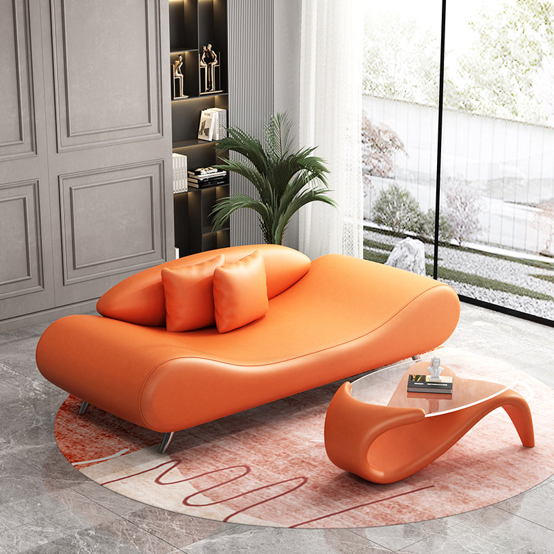 23.62 Inch Tall Curved Armless Sofa Contemporary Sofa for Living Room