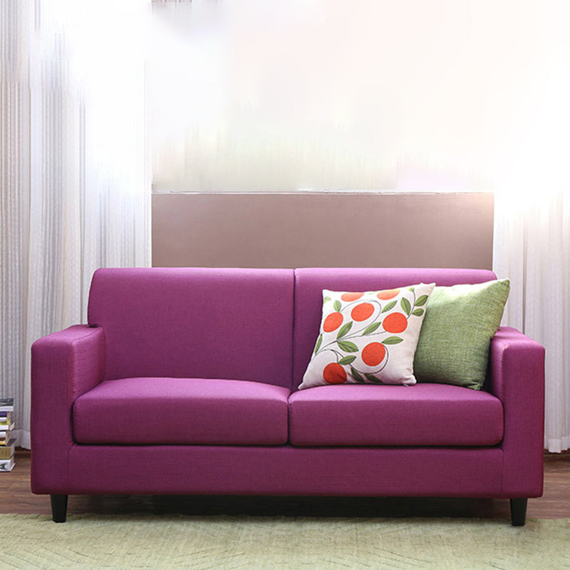 32.67" W Linen Square Arm Sofa Contemporary Standard Sofa with 2 Pillows