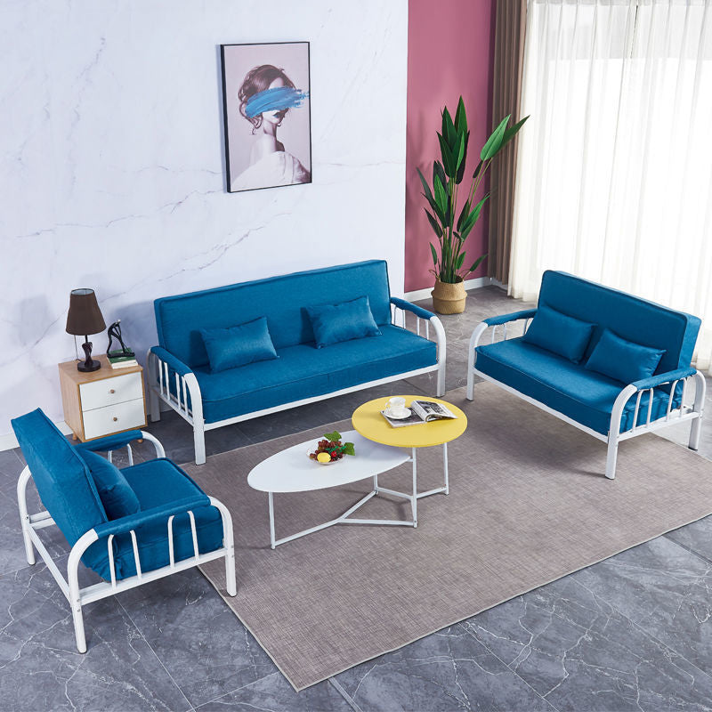 Linen Contemporary Square Arm Sleeper Sofa Washable Convertible Sofa