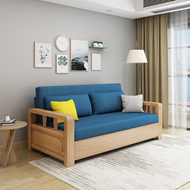 Linen Square Arm Sofa Contemporary Convertible Bed Sofa for Living Room
