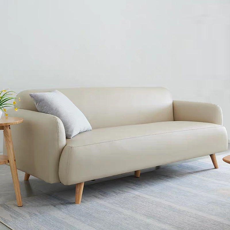 Faux Leather Recessed Arm Sofa Contemporary Standard Sofa, 31.49" W