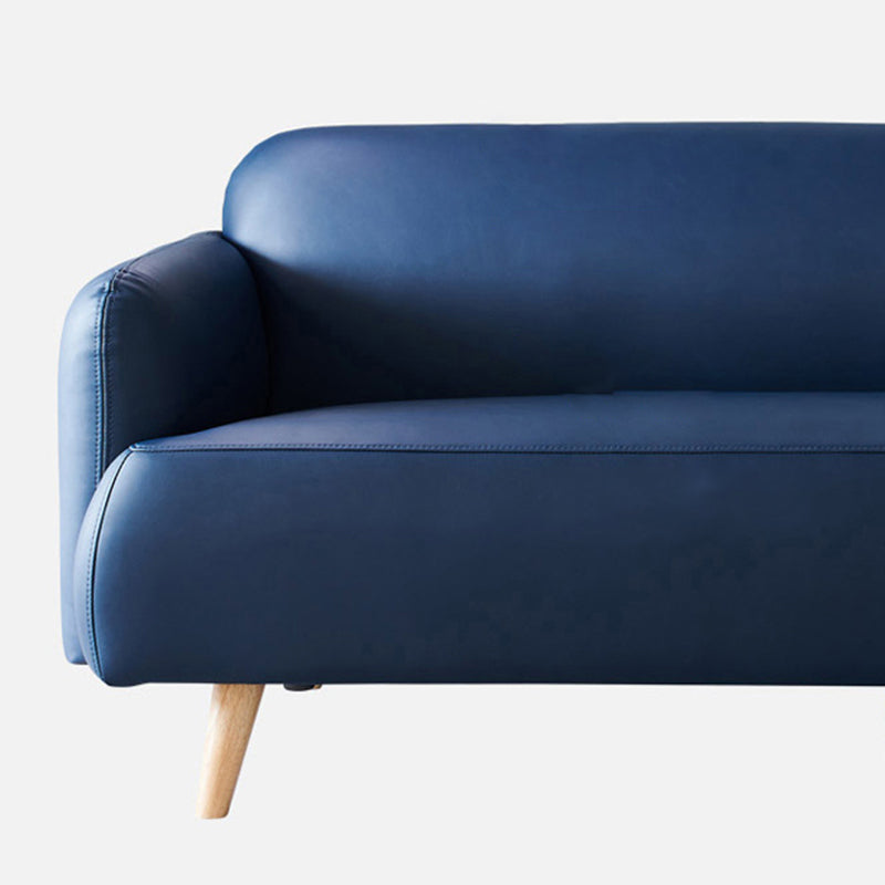 Faux Leather Recessed Arm Sofa Contemporary Standard Sofa, 31.49" W