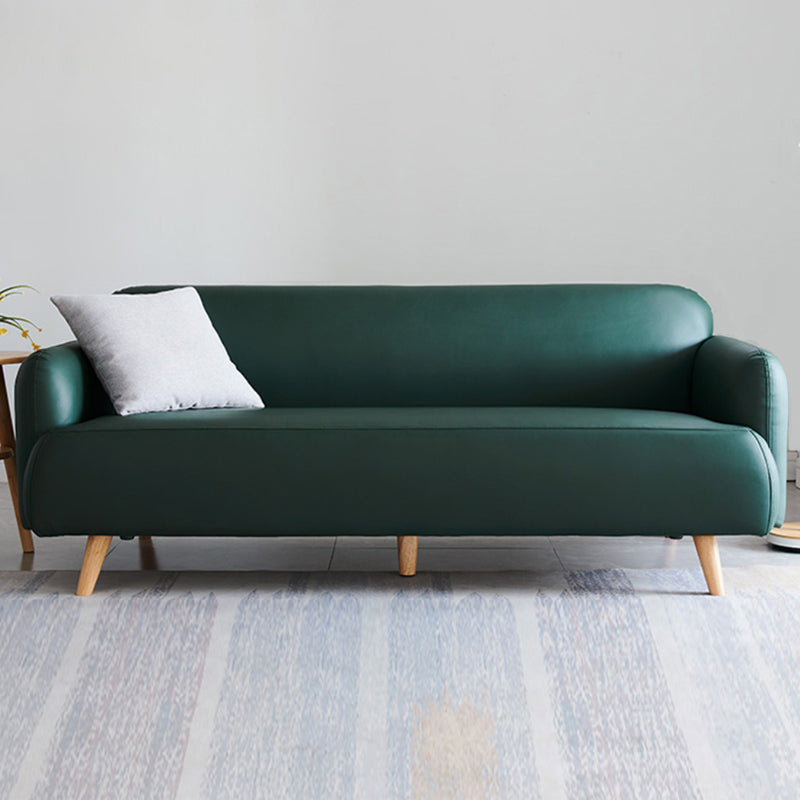 Faux Leather Recessed Arm Sofa Contemporary Standard Sofa, 31.49" W