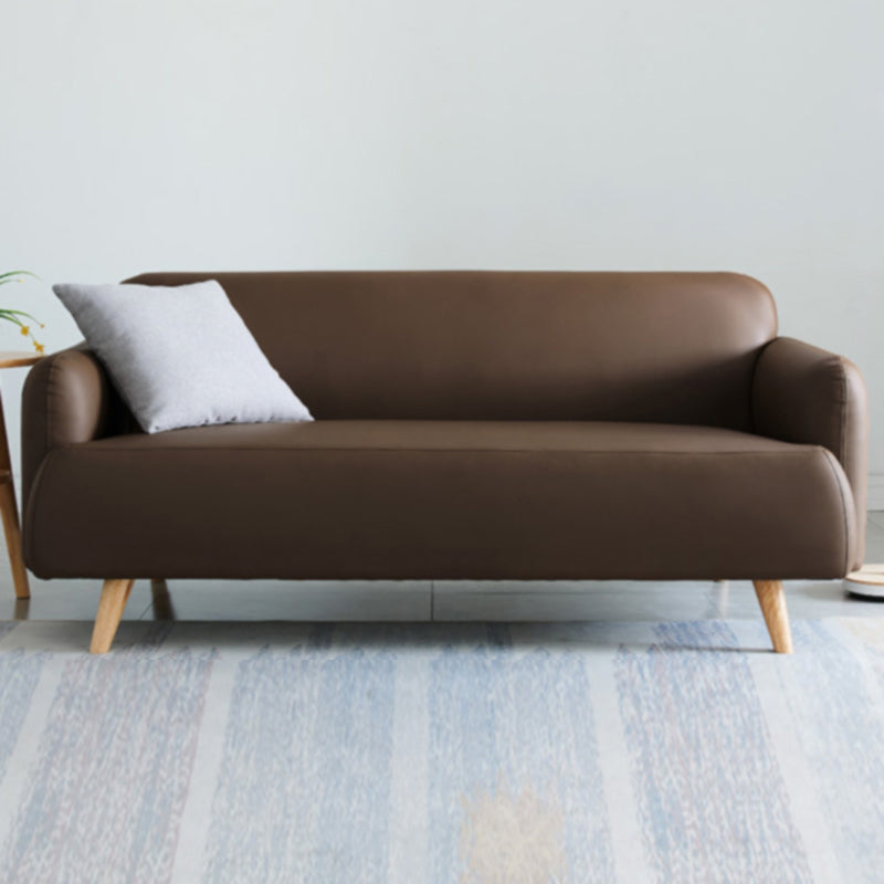 Faux Leather Recessed Arm Sofa Contemporary Standard Sofa, 31.49" W