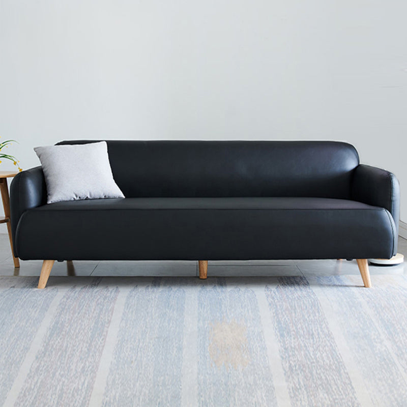 Faux Leather Recessed Arm Sofa Contemporary Standard Sofa, 31.49" W
