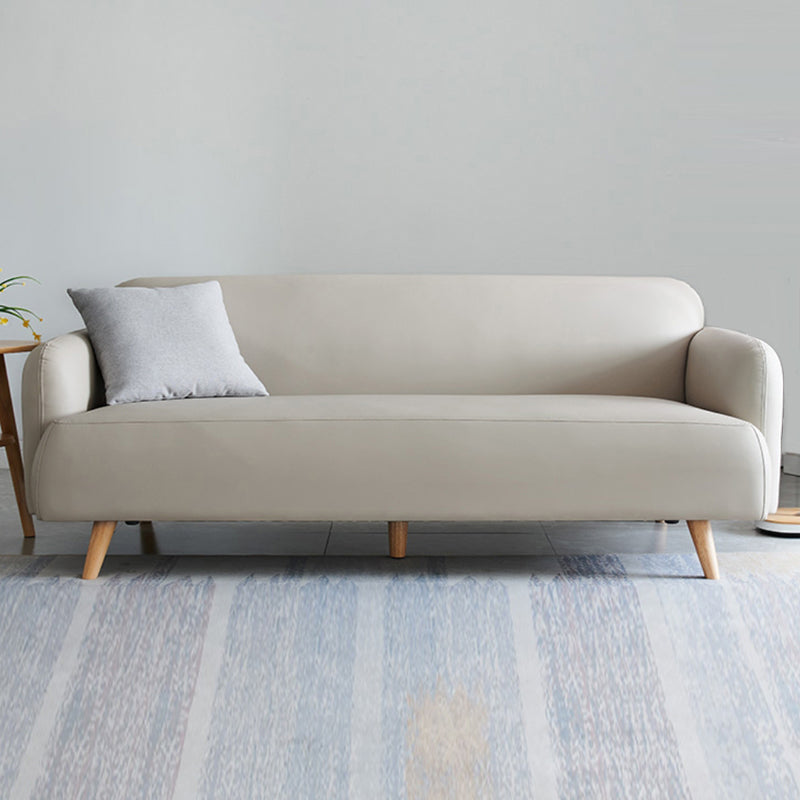 Faux Leather Recessed Arm Sofa Contemporary Standard Sofa, 31.49" W