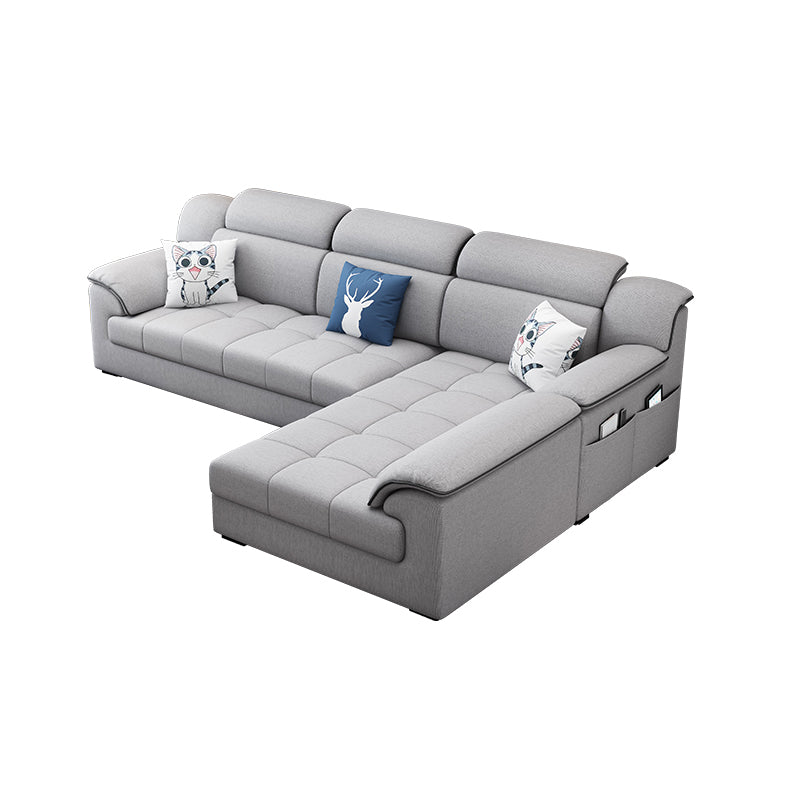 Modern Fabric Sofa in Grey Pillow Top Arm Sofa with Bolster Pillows