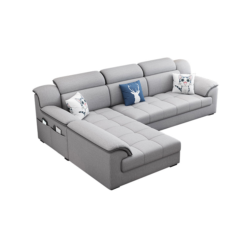 Modern Fabric Sofa in Grey Pillow Top Arm Sofa with Bolster Pillows