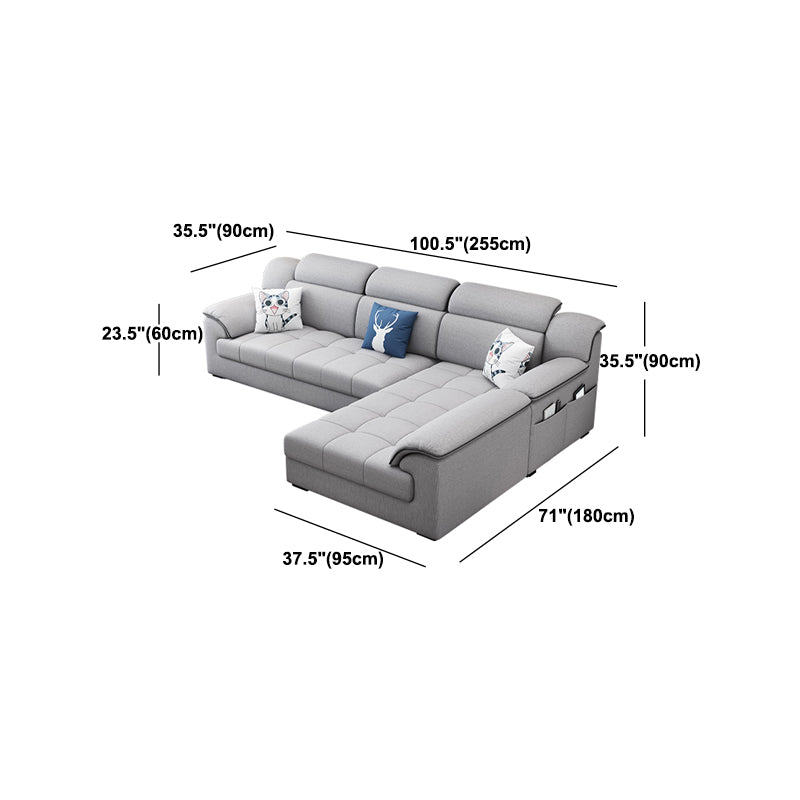 Modern Fabric Sofa in Grey Pillow Top Arm Sofa with Bolster Pillows