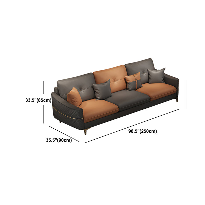 33.46" Tall Faux Leather Sofa Stain Resistant Square Arm Sofa