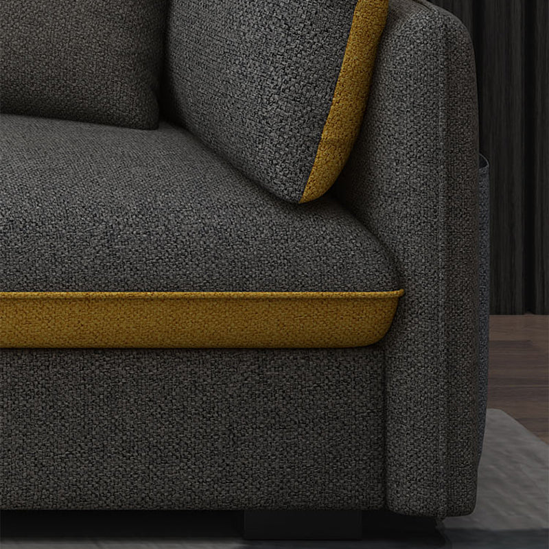 Modern Sofa & Chaise in Grey 35.43" Tall Sofa with Bolster Pillows