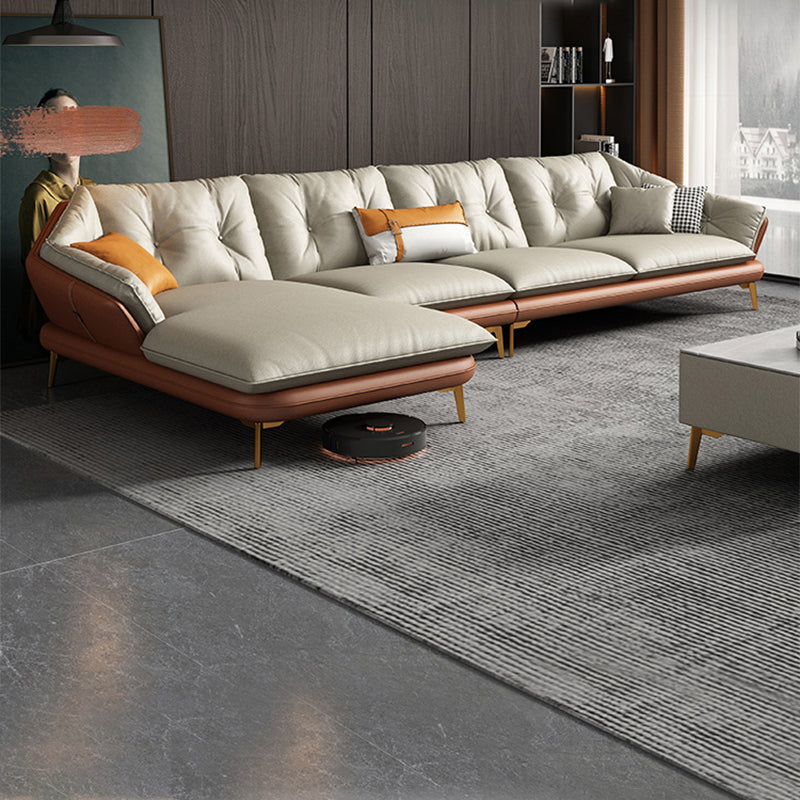 4 Seater Sofa & Chaise Stain Resistant Sofa with Bolster Pillows