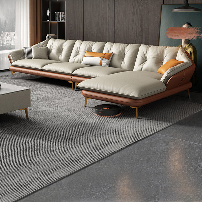 4 Seater Sofa & Chaise Stain Resistant Sofa with Bolster Pillows
