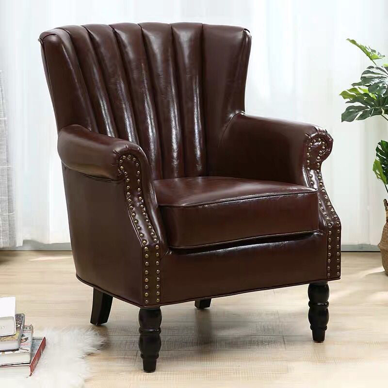 Modern 29.5"W Rolled Arms Nailhead Trim Single Sofa Chair with Sewn Pillow Back