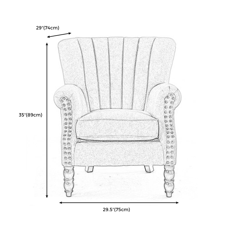 Modern 29.5"W Rolled Arms Nailhead Trim Single Sofa Chair with Sewn Pillow Back