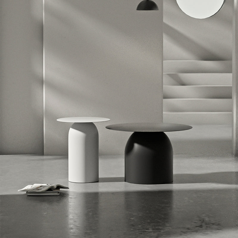 Mid-Century Modern Metal Coffee Table Round 1/2 Cocktail Table