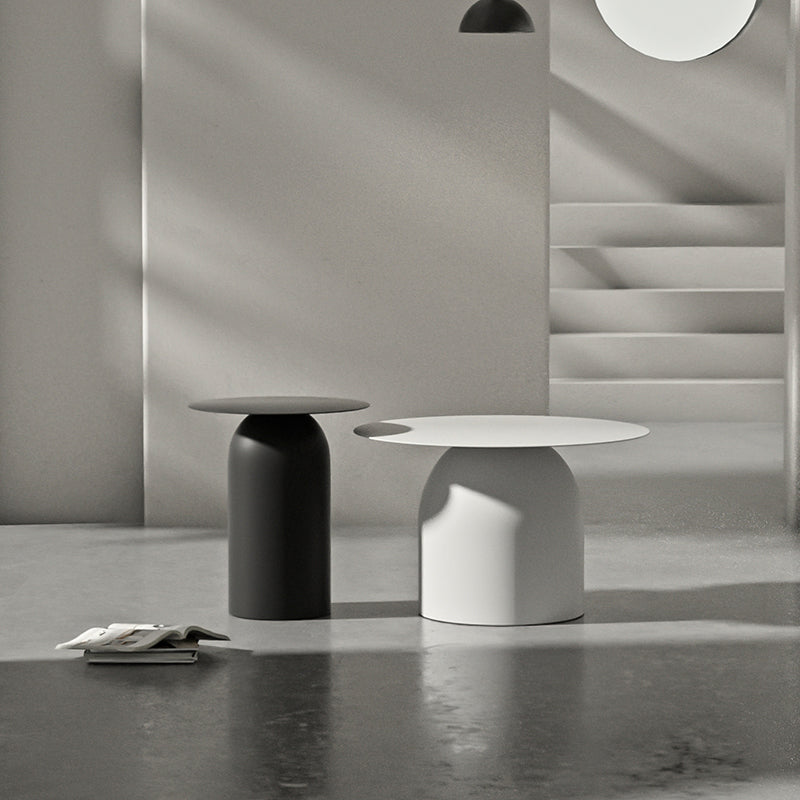 Mid-Century Modern Metal Coffee Table Round 1/2 Cocktail Table