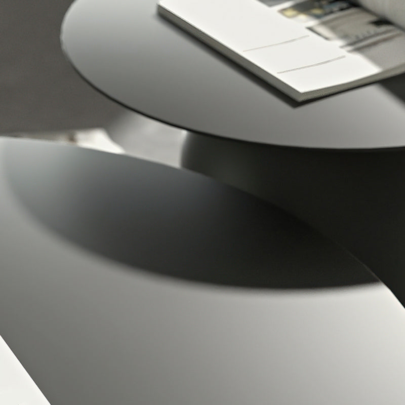 Mid-Century Modern Metal Coffee Table Round 1/2 Cocktail Table