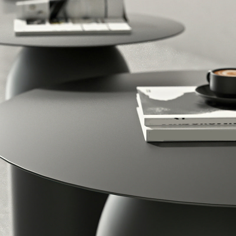 Mid-Century Modern Metal Coffee Table Round 1/2 Cocktail Table