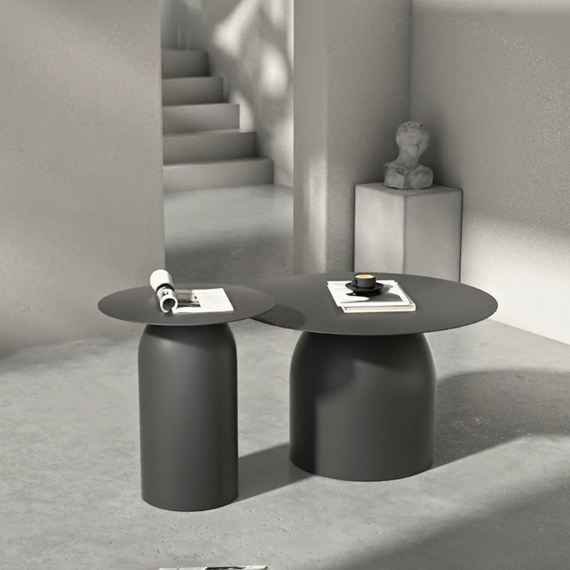 Mid-Century Modern Metal Coffee Table Round 1/2 Cocktail Table