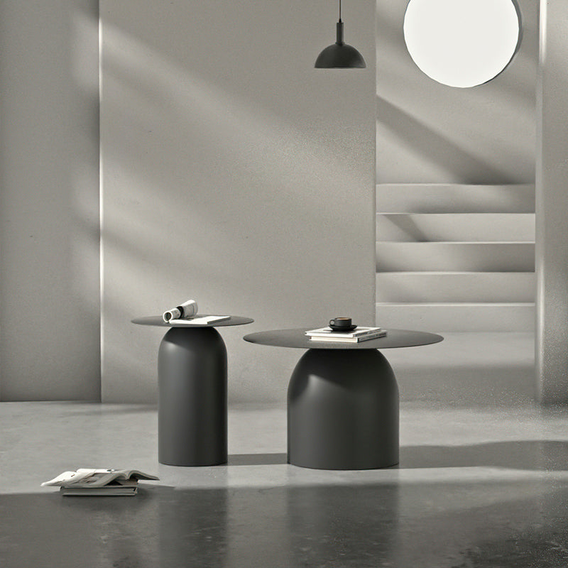 Mid-Century Modern Metal Coffee Table Round 1/2 Cocktail Table