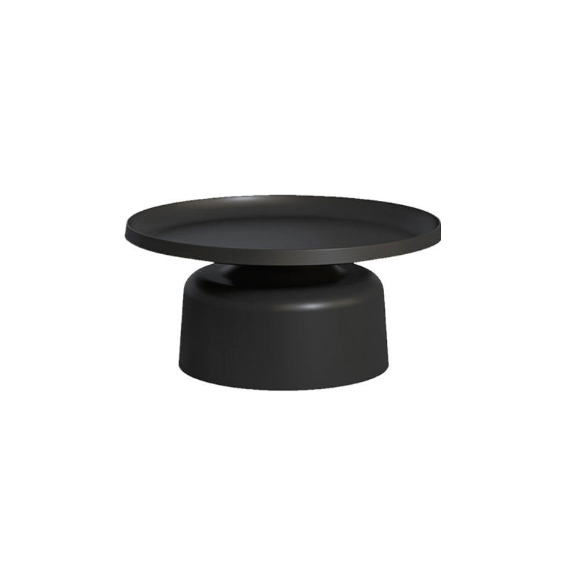 Black/White Metal Coffee Table Round Tray Top Cocktail Table