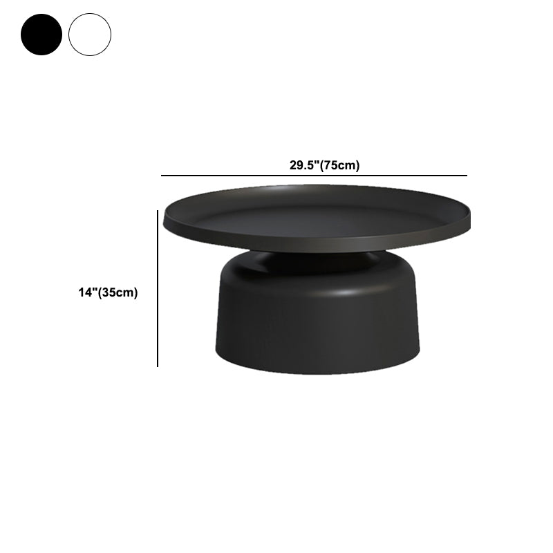 Black/White Metal Coffee Table Round Tray Top Cocktail Table