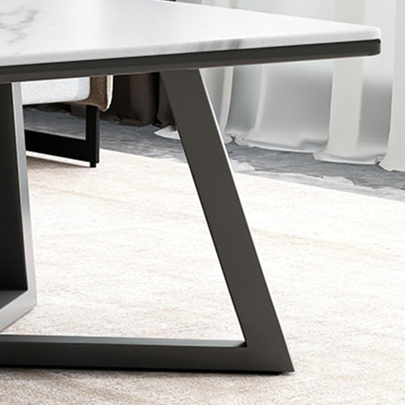 Rectangular 1 Single Coffee Table Stone Top Metal Cocktail Table