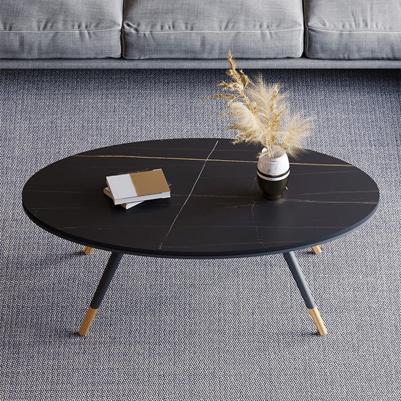 17.71" Tall 4 Legs Oval Coffee Table Stone Top Cocktail Table