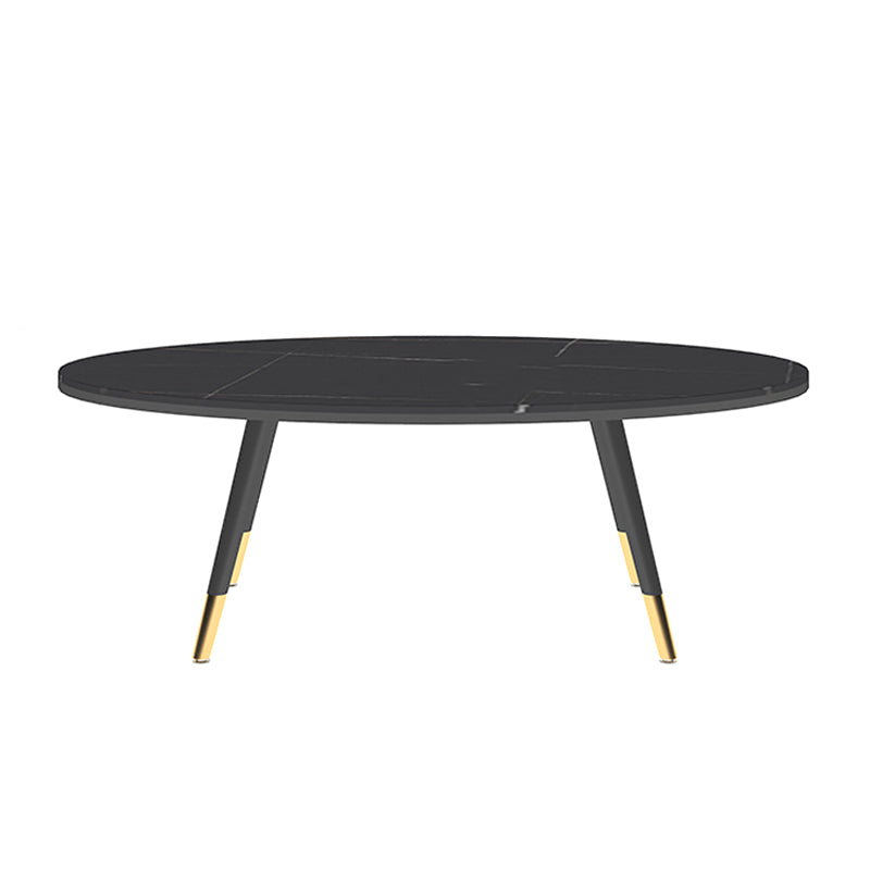 17.71" Tall 4 Legs Oval Coffee Table Stone Top Cocktail Table