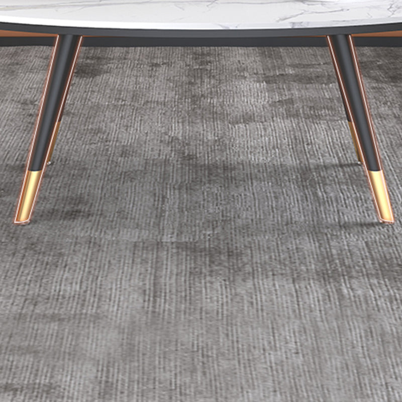 17.71" Tall 4 Legs Oval Coffee Table Stone Top Cocktail Table