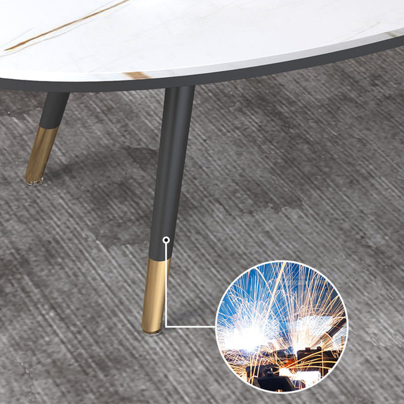 17.71" Tall 4 Legs Oval Coffee Table Stone Top Cocktail Table