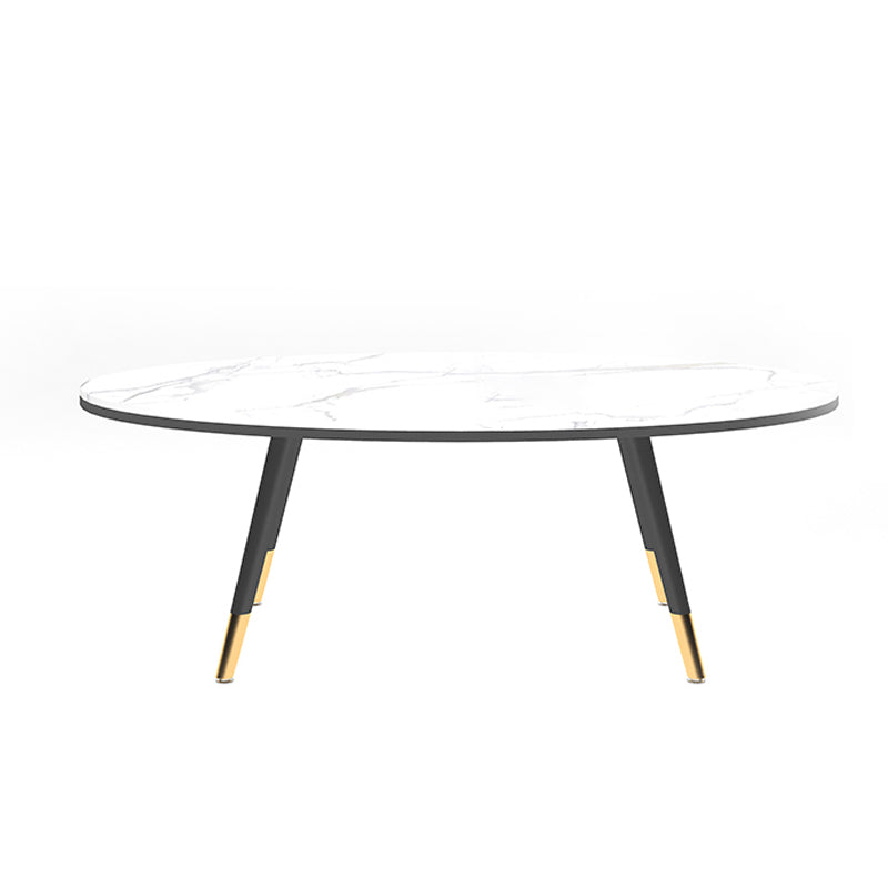 17.71" Tall 4 Legs Oval Coffee Table Stone Top Cocktail Table