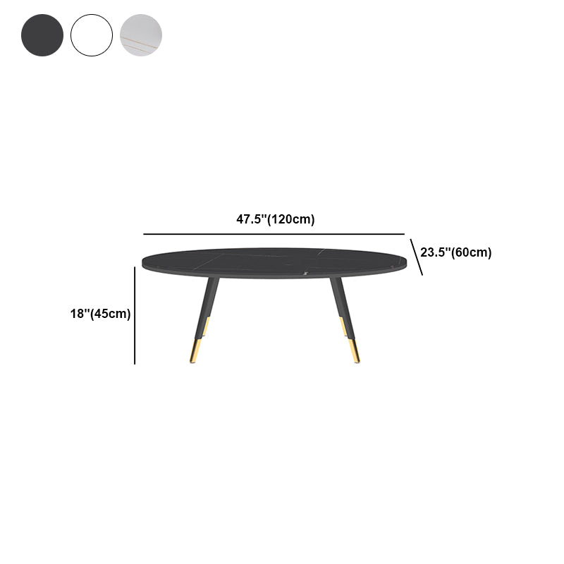 17.71" Tall 4 Legs Oval Coffee Table Stone Top Cocktail Table