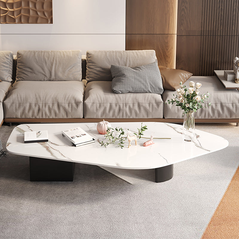 15.74" Tall 1 Single Stone Top Cocktail Table Geometric Coffee Table