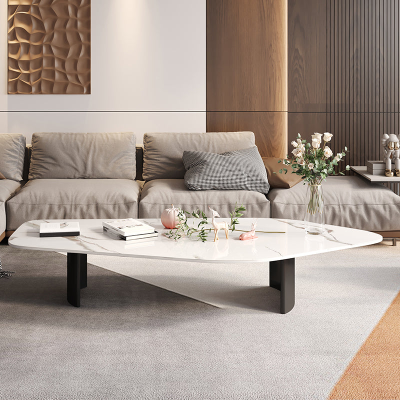 15.74" Tall 1 Single Stone Top Cocktail Table Geometric Coffee Table