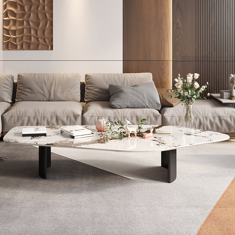 15.74" Tall 1 Single Stone Top Cocktail Table Geometric Coffee Table