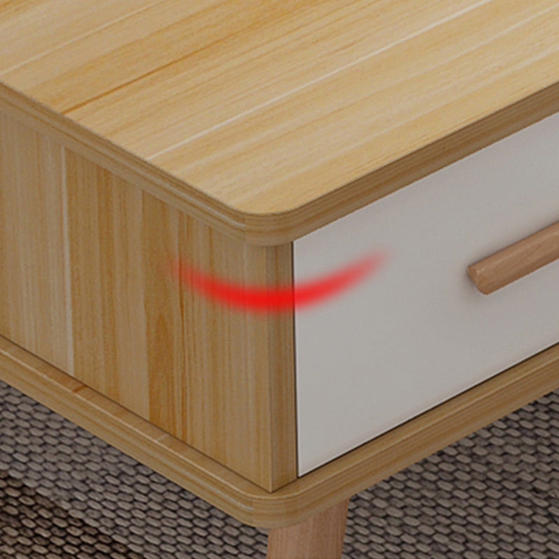 Rectangular with 2 Drawers Coffee Table Scandinavian Wood Cocktail Table