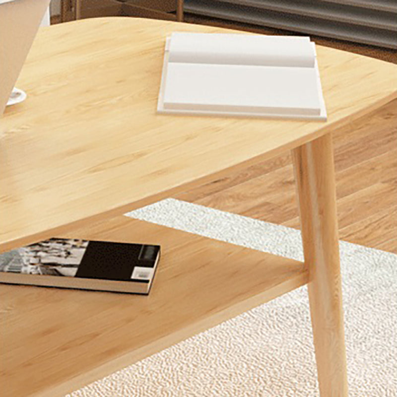 Scandinavian 4 Legs Coffee Table with Shelf Wood Cocktail Table