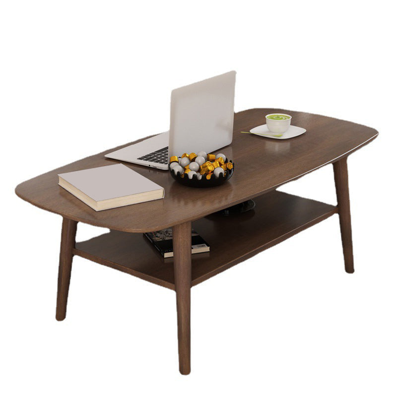 Scandinavian 4 Legs Coffee Table with Shelf Wood Cocktail Table