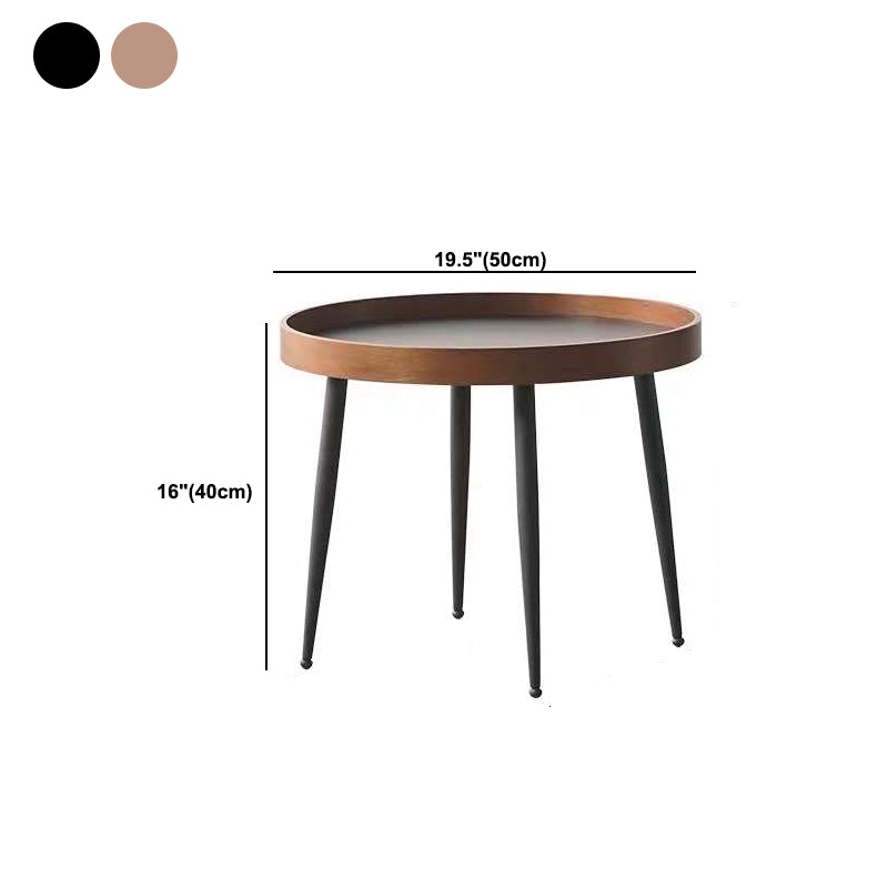 4 Legs 1/2 Round Coffee Table Solid Wood Coffee Table Set in Brown