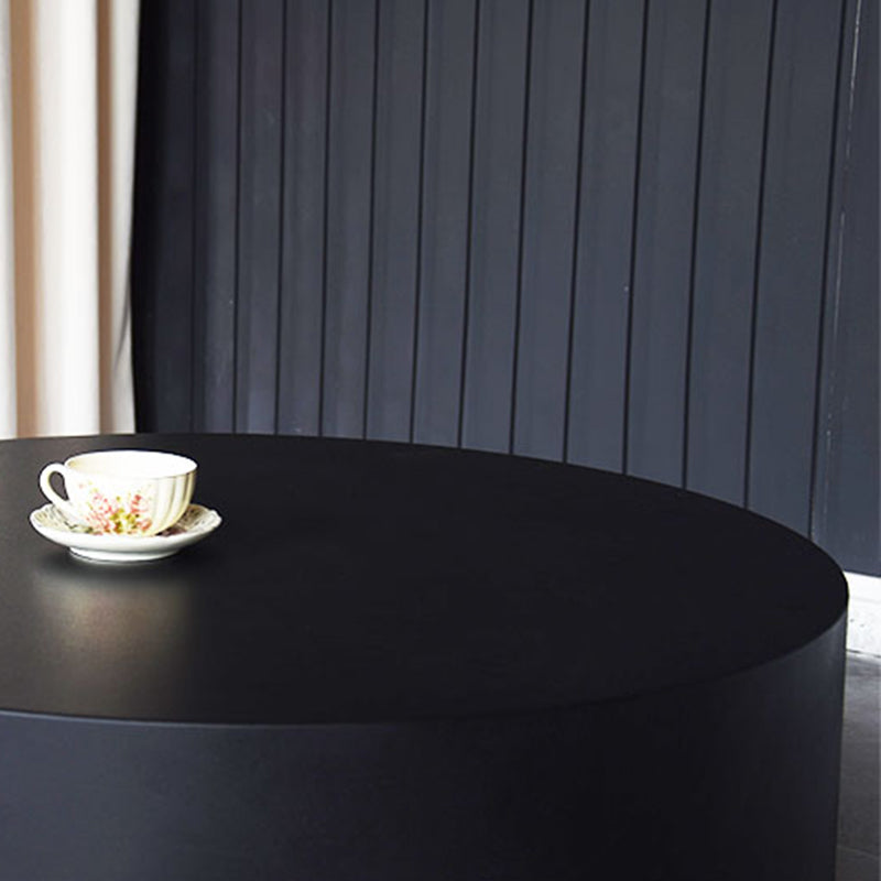 1 Single Round Coffee Table Drum Coffee Table in Black/Dark Grey