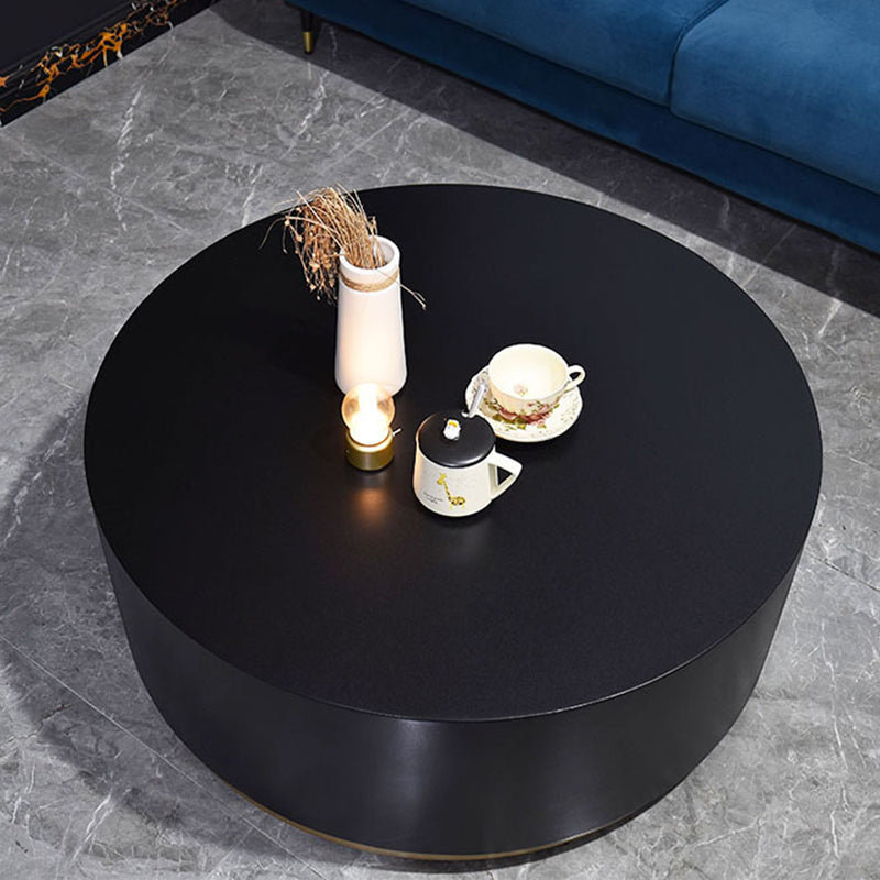 1 Single Round Coffee Table Drum Coffee Table in Black/Dark Grey