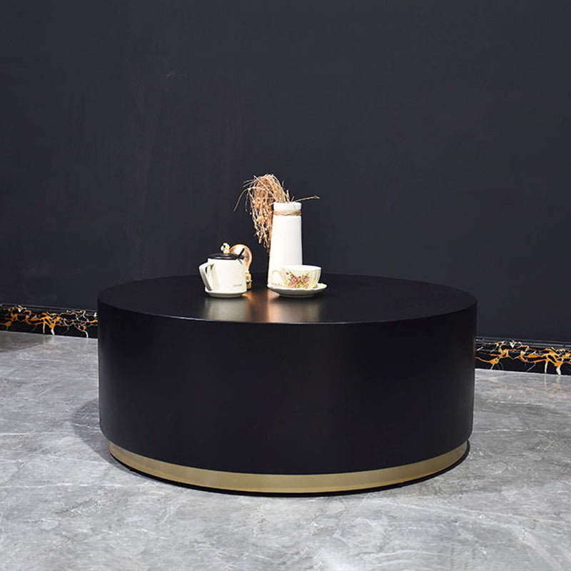 1 Single Round Coffee Table Drum Coffee Table in Black/Dark Grey